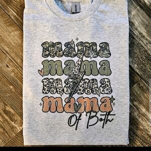 Mama of both shirt camo and cheetah print cute popular trending mom